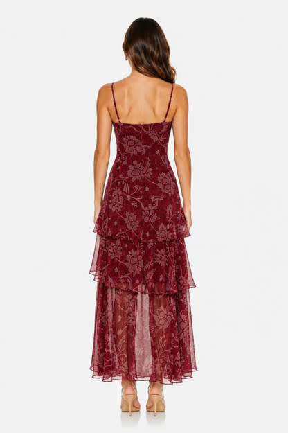 Colleen Floral Burgundy Dress