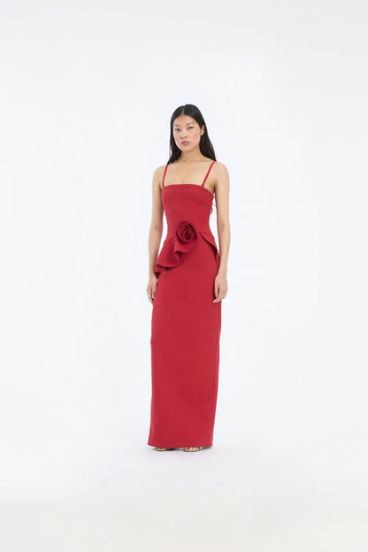 Vestido Long Flower Strapless Dress