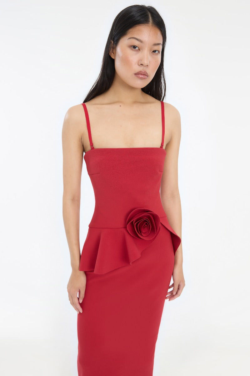 Vestido Long Flower Strapless Dress