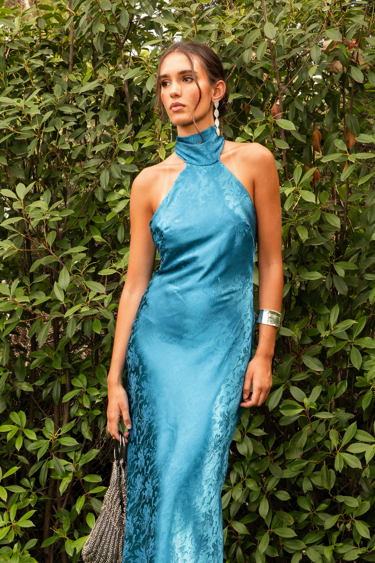 Joland Blue Jacquard Dress