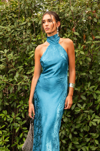 Joland Blue Jacquard Dress