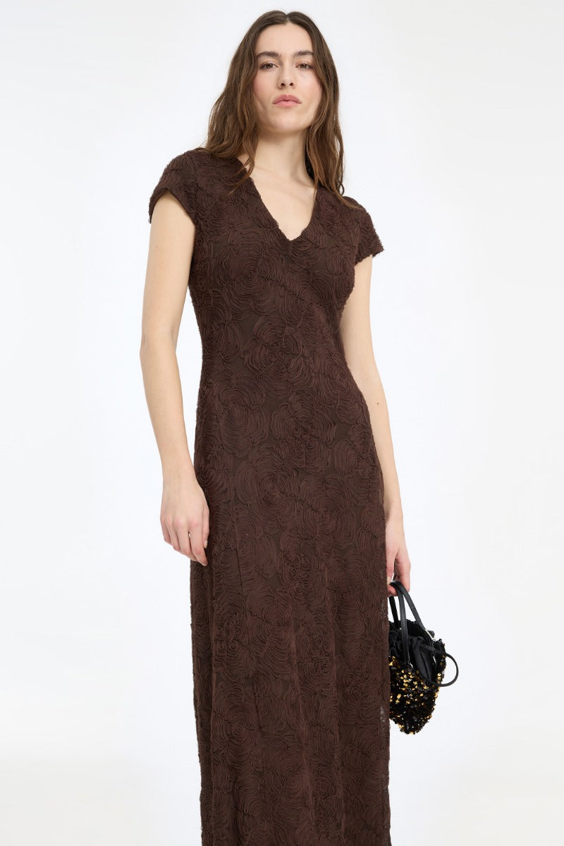 Vestido Flower Mesh Maxi Dress