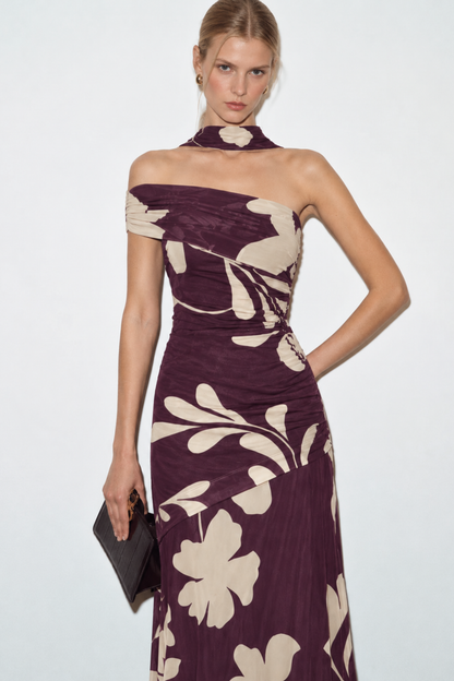 Vestido Malva Floral Morado