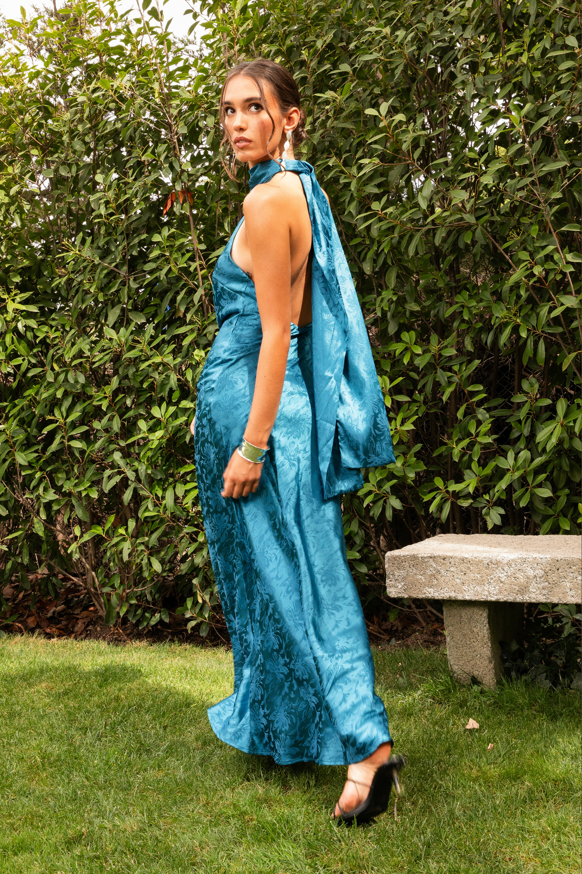 Joland Blue Jacquard Dress