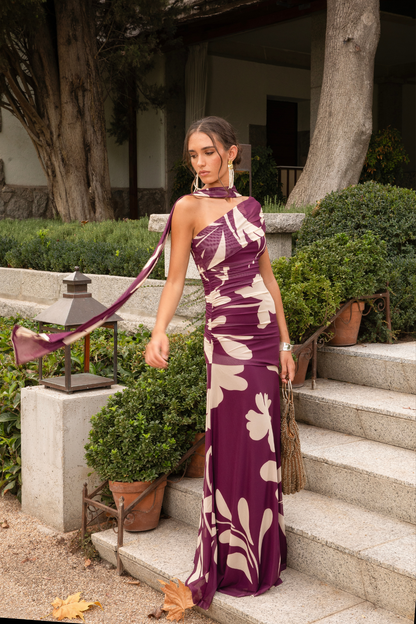 Vestido Malva Floral Morado