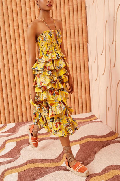 Vestido Josefine Midi Volantes Floral