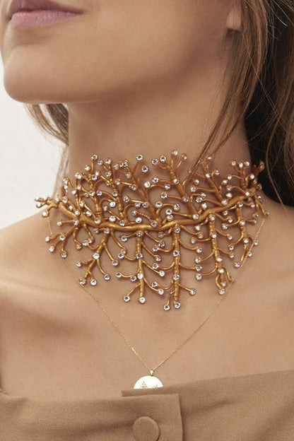 Choker Brazalete Helecho Cristal