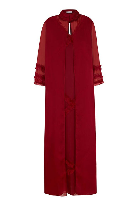 Vestido Mara Largo Granate con Chaleco