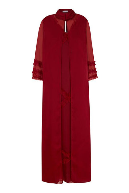 Vestido Mara Largo Granate con Chaleco
