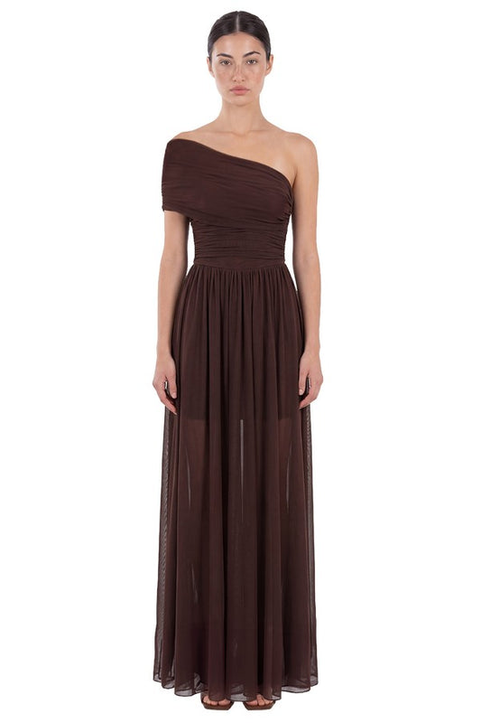 Vestido Allegra Asimétrico Marrón