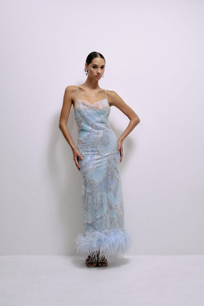 Vestido Shani Azul Pedrería