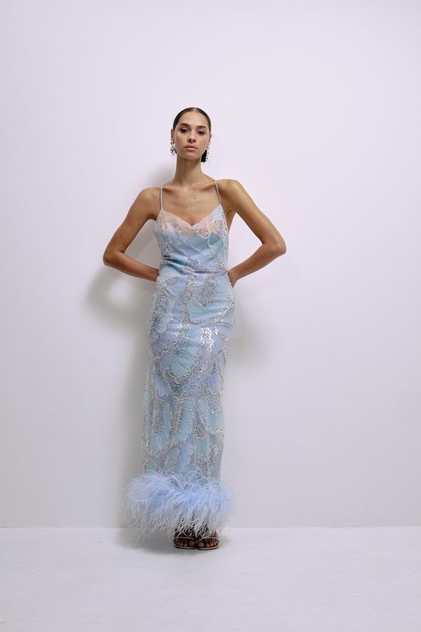 Vestido Shani Azul Pedrería