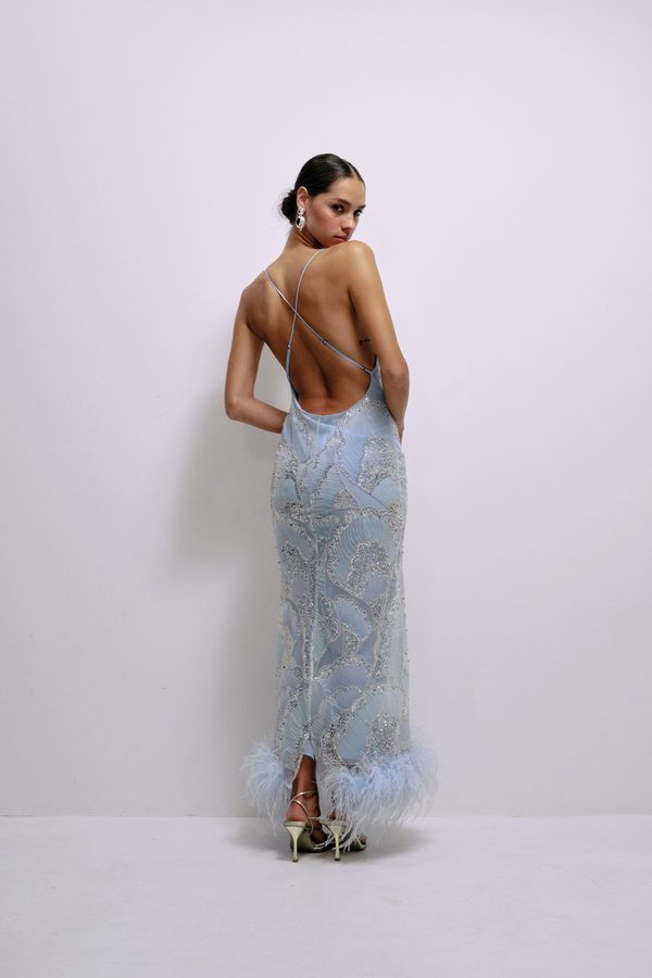 Vestido Shani Azul Pedrería