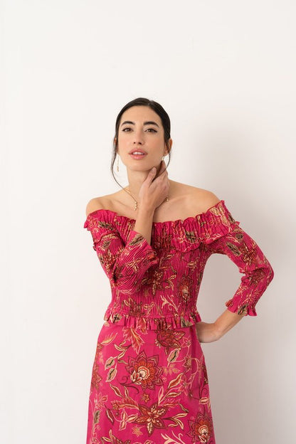 Vestido Bardot Framboise