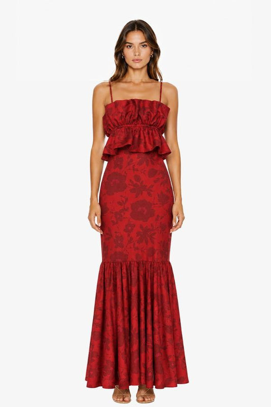 Vestido Rocío Flores Rojo