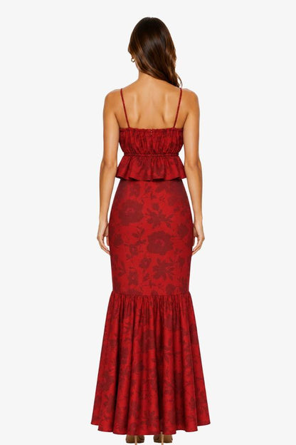 Vestido Rocío Flores Rojo