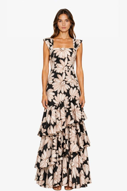 Vestido Floral Bananos Blanco y Negro