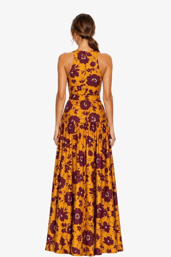 Vestido Aura Mostaza y Vino
