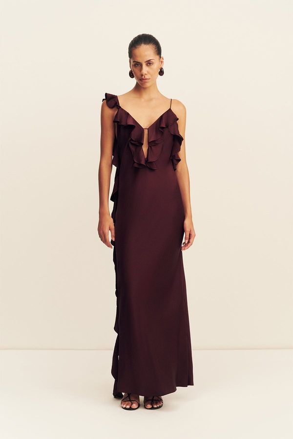 Vestido Agnes Volantes Vino