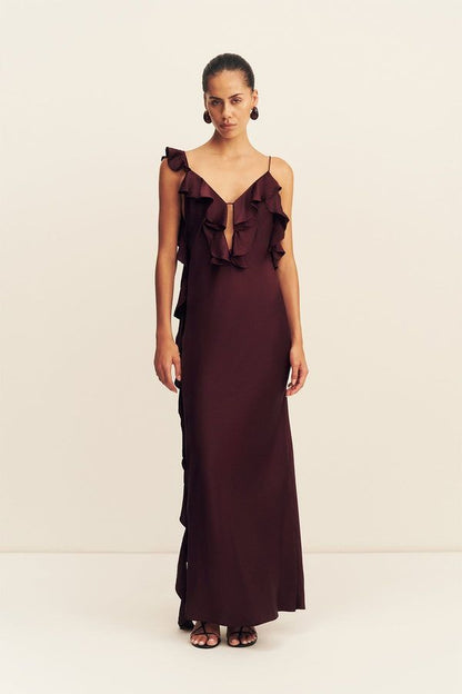 Vestido Agnes Volantes Vino