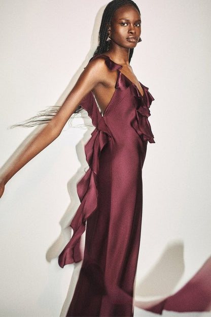 Vestido Agnes Volantes Vino