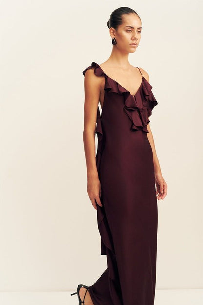 Vestido Agnes Volantes Vino