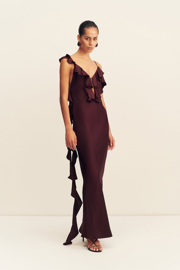 Vestido Agnes Volantes Vino
