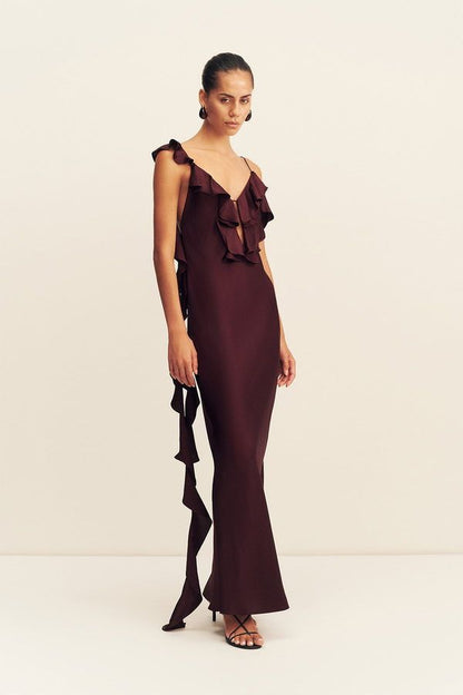 Vestido Agnes Volantes Vino