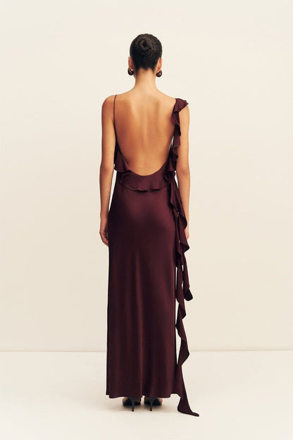 Vestido Agnes Volantes Vino