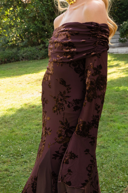 Vestido Constanza Jacquard Marrón