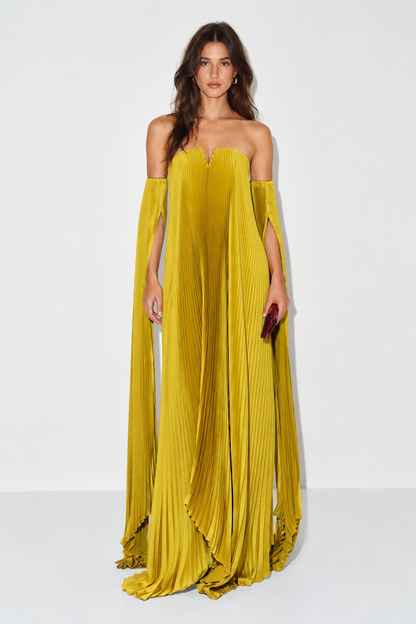 Black Tie Chartreuse Dress with Drama Sleeves