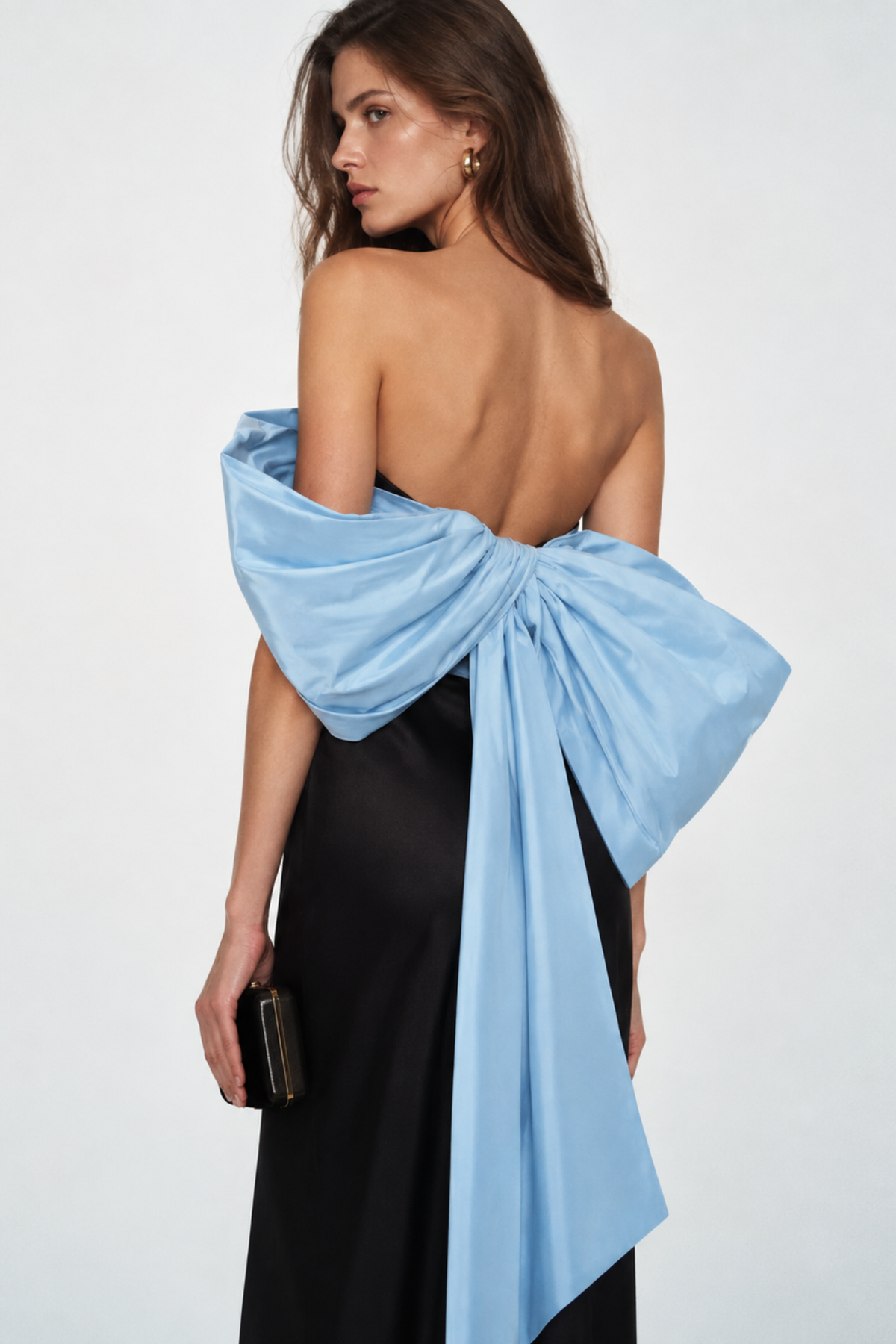 Vestido Hiromi Negro con Lazo Azul