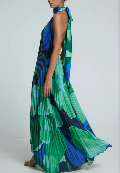 Printed Green Opera Midi Dress