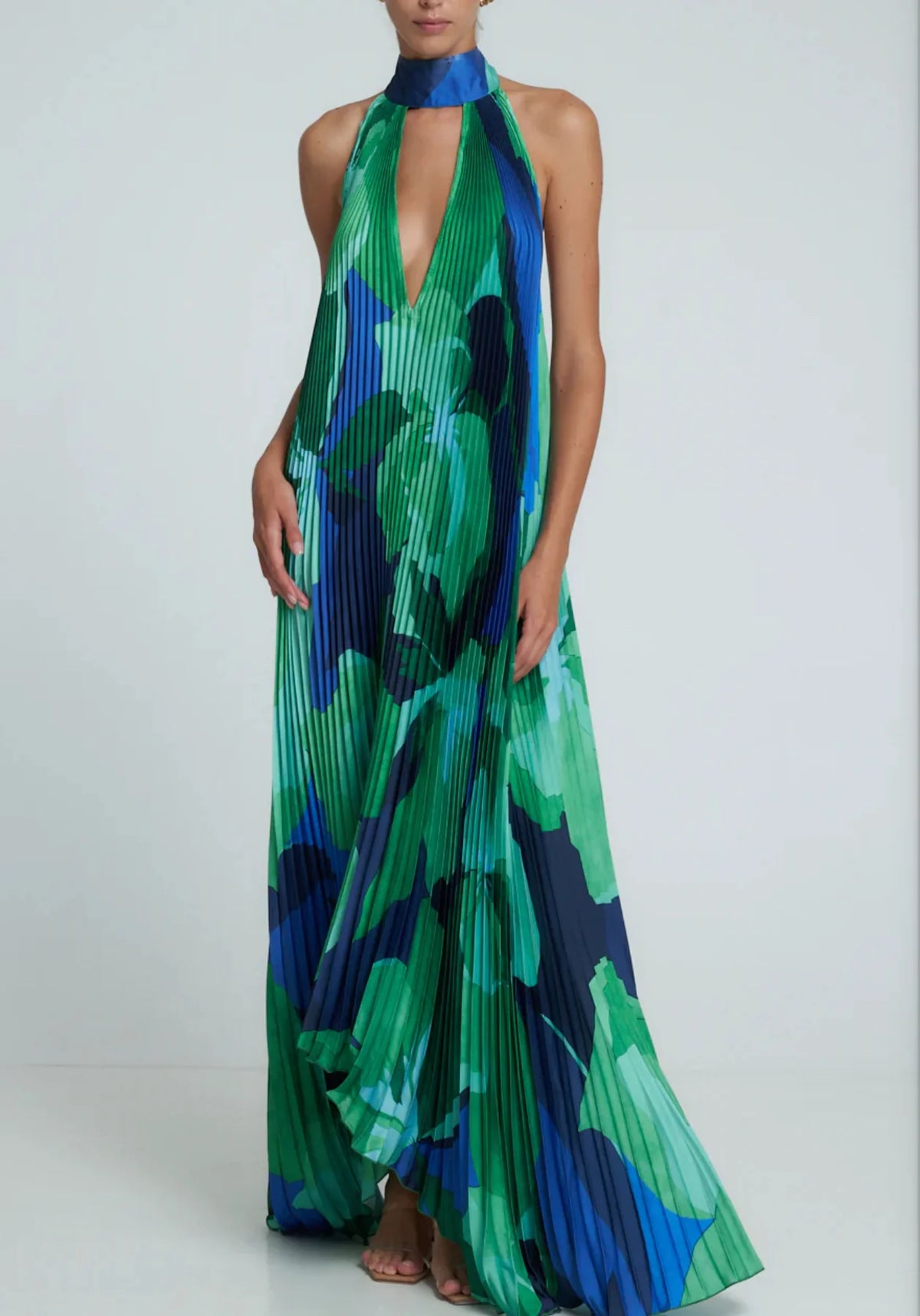 Printed Green Opera Midi Dress