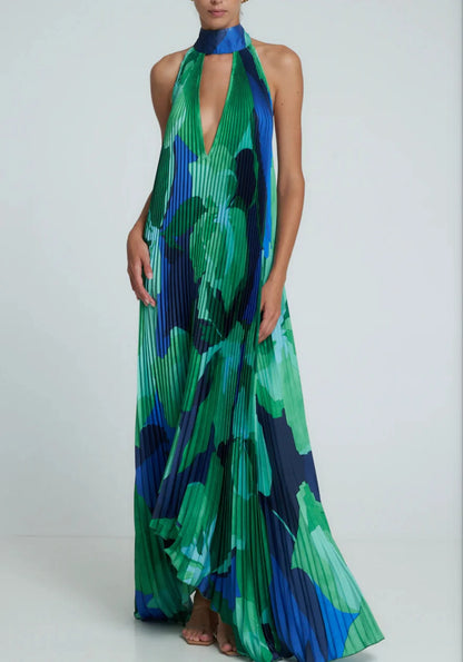 Printed Green Opera Midi Dress