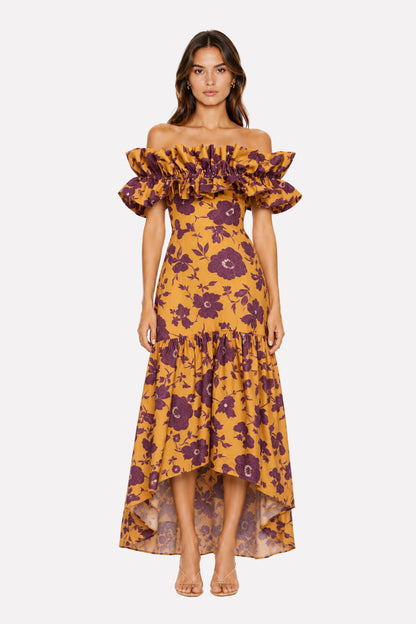 Vestido Sur Mostaza y Vino