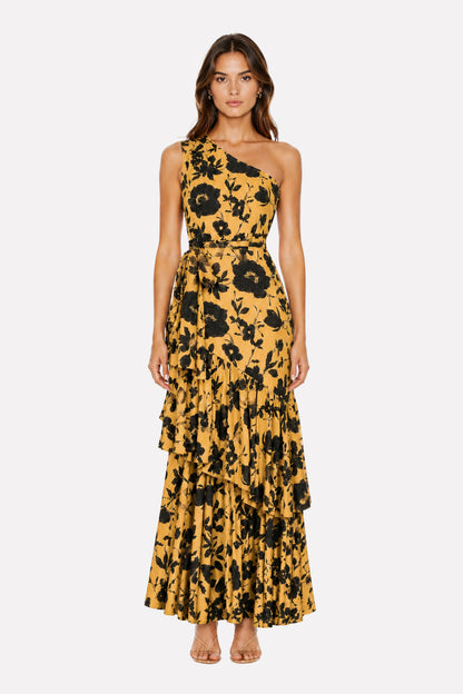 Vestido Margarita Mostaza y Negro