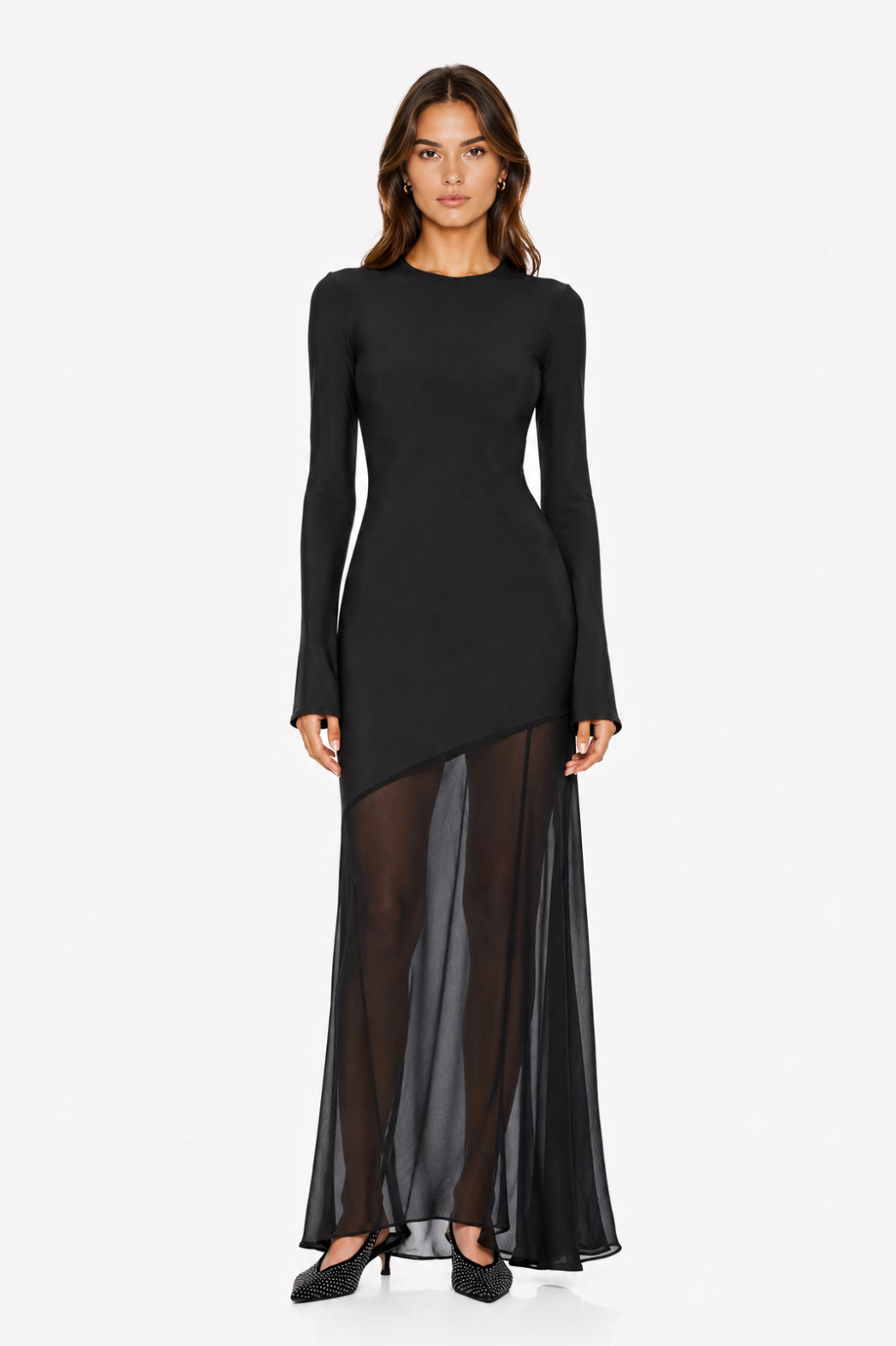 Vestido Maxi Ls Slit Dress Negro