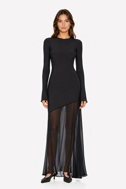 Vestido Maxi Ls Slit Dress Negro