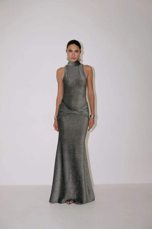 Shiny Grey Roya Dress