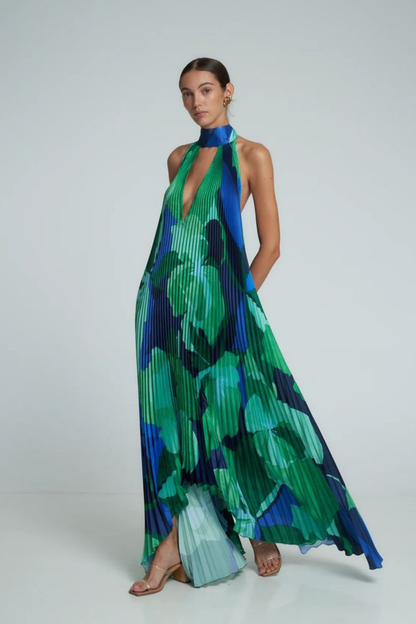 Printed Green Opera Midi Dress