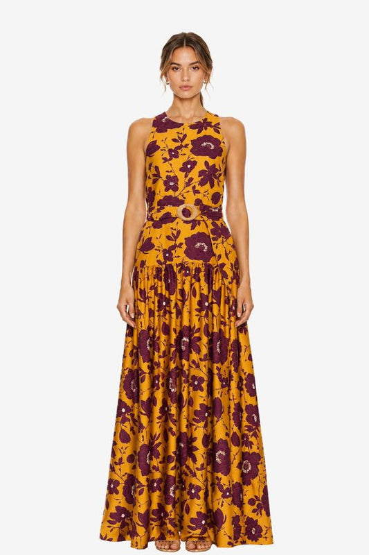 Vestido Aura Mostaza y Vino