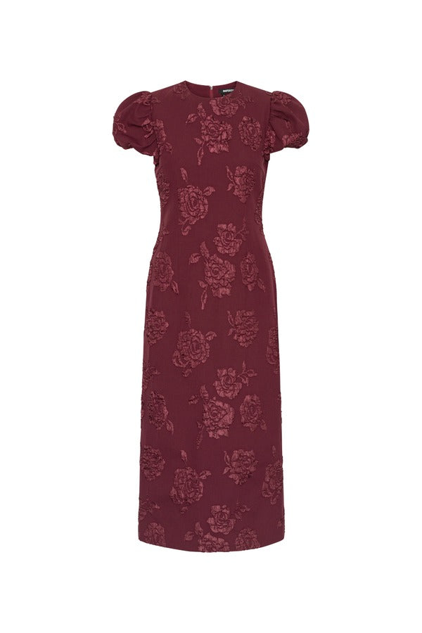 Vestido Jacquard Midi Puffy Dress Zinfandel