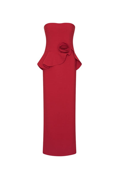 Vestido Long Flower Strapless Dress