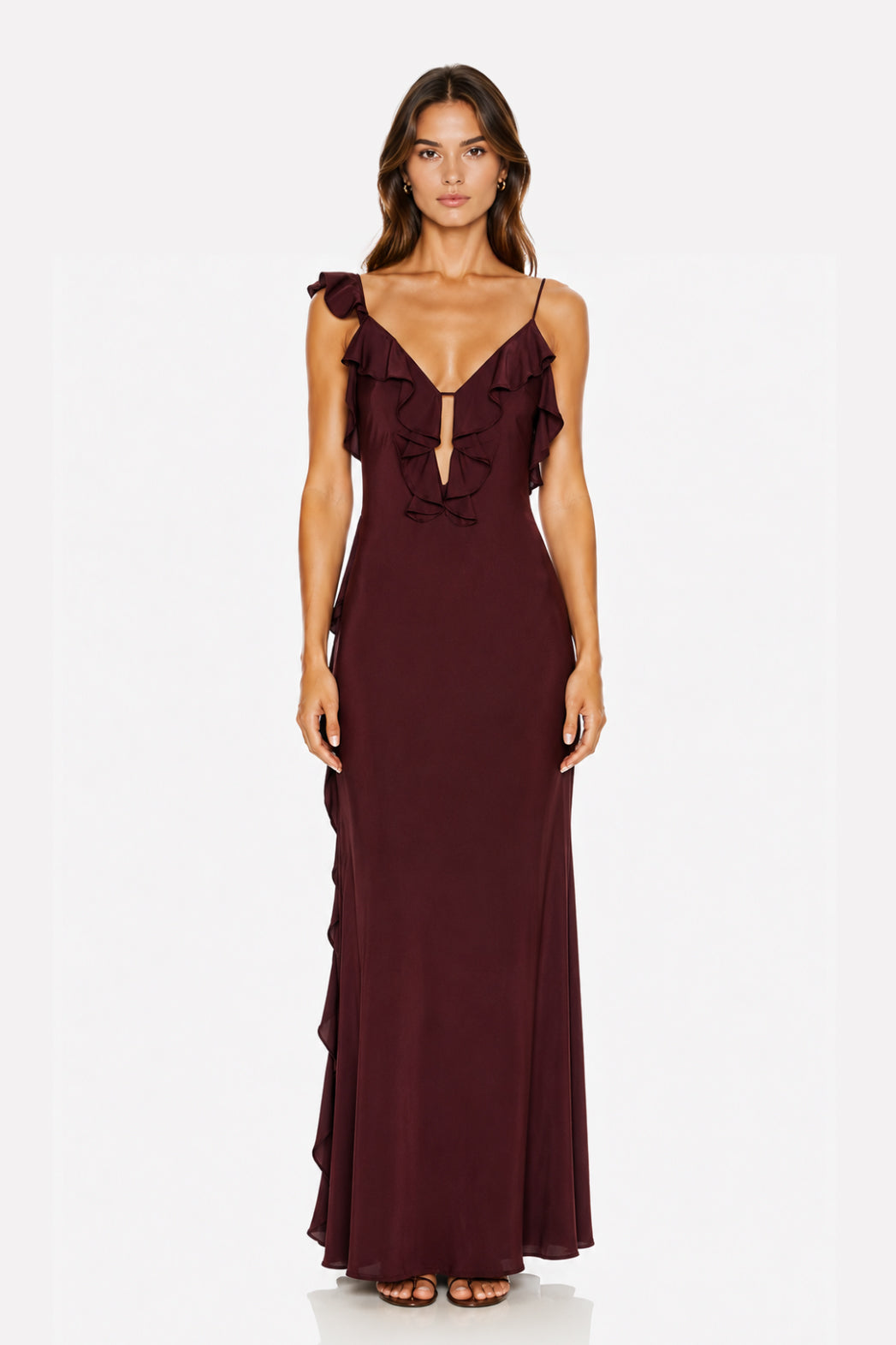 Vestido Agnes Volantes Vino