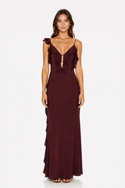 Vestido Agnes Volantes Vino