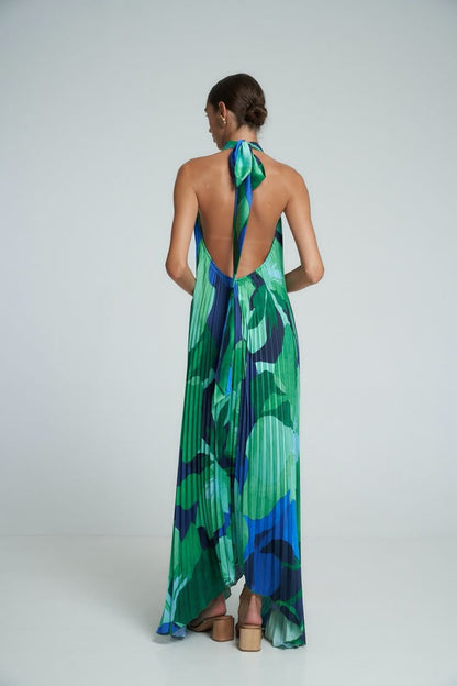 Printed Green Opera Midi Dress