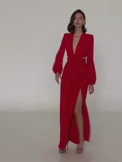 Vestido Samantha Largo Rojo Brillante