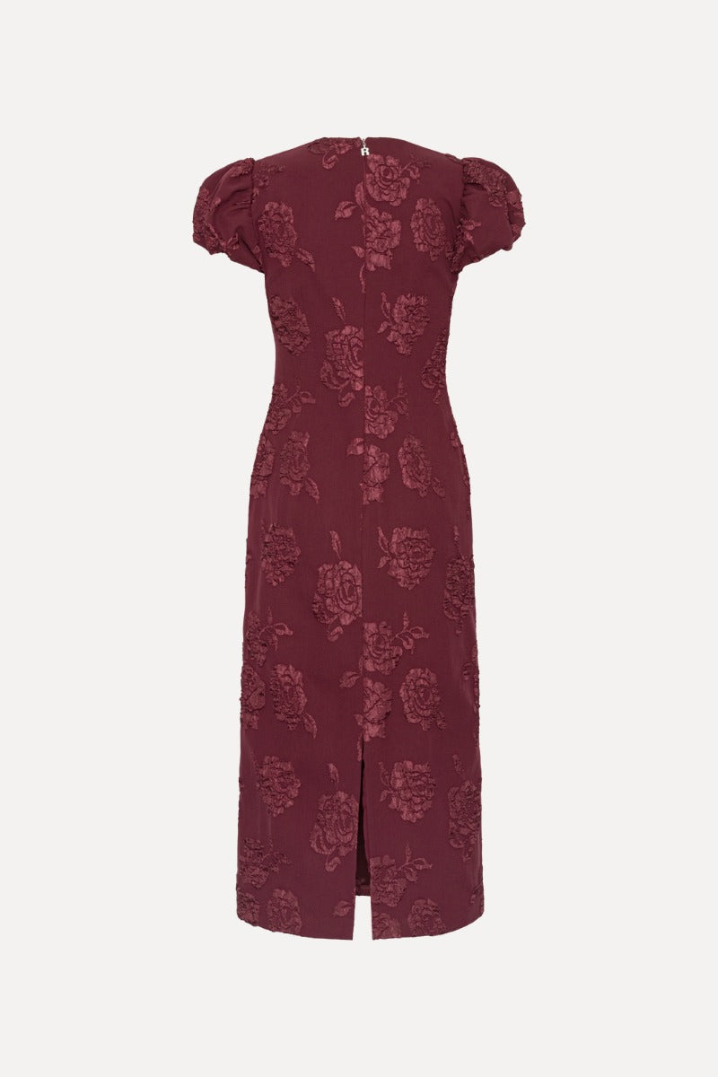 Vestido Jacquard Midi Puffy Dress Zinfandel