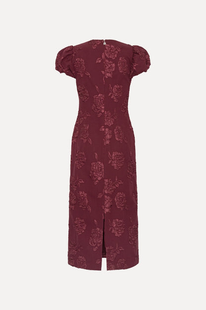 Vestido Jacquard Midi Puffy Dress Zinfandel